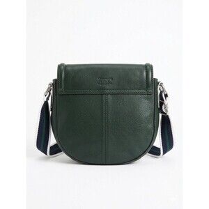 Abercrombie & Fitch Green Leather Crossbody Bag Striped Webbing Strap